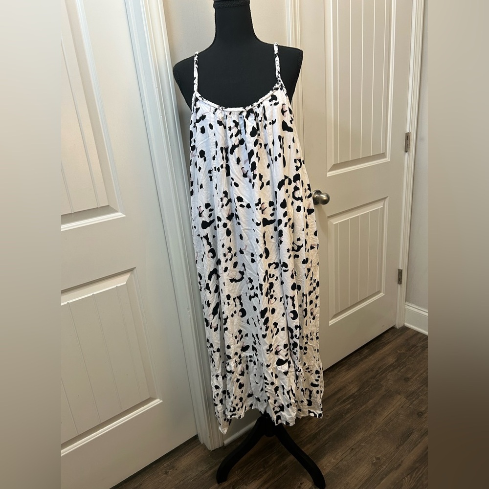 Tribal Black White Animal Print‎ Maxi Dress Women's XL